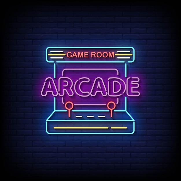 Arcade Neon Signs Style Text Vector