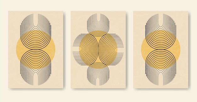 Arch poster set in minimalistic style with texture