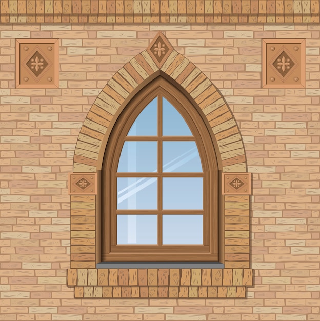 Vector arched old window