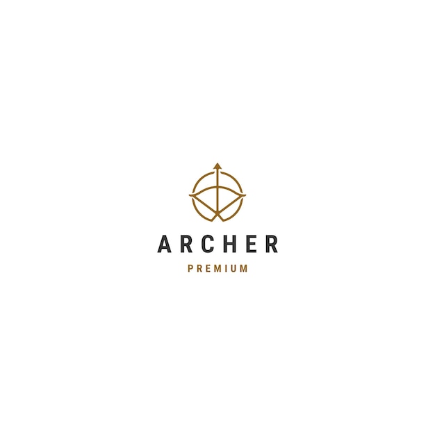 Archer of arrow line logo icon design template