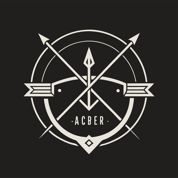 archer vintage line art logo design vector art and illustration