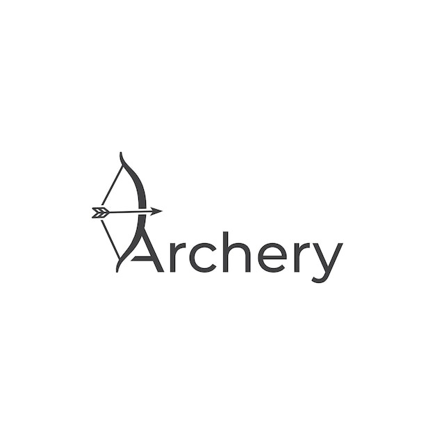 Archery archer initial Letter A with bow Vector outline icon logo template