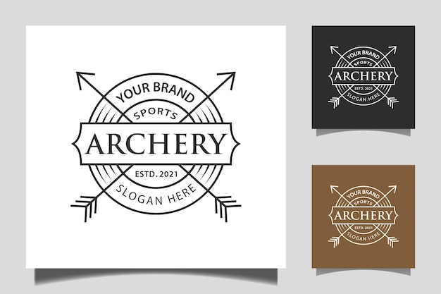 Archery Crossed Arrows with typography Vintage badge Rustic Hipster Stamp logo design