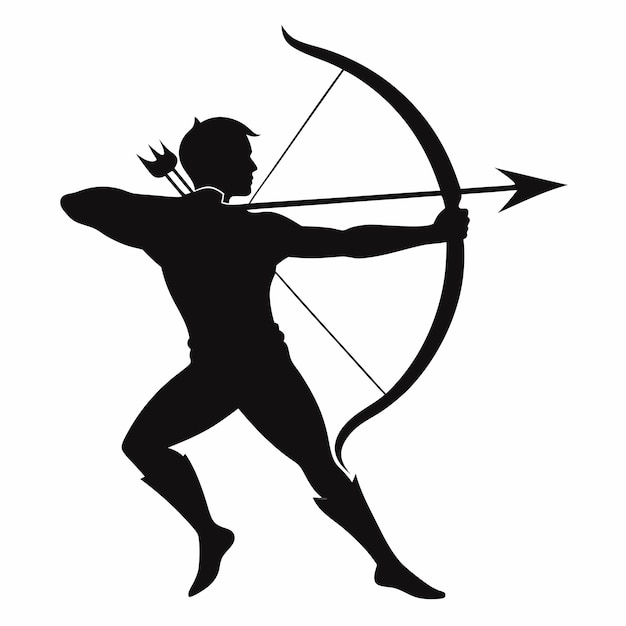 Archery silhouette vector on white background