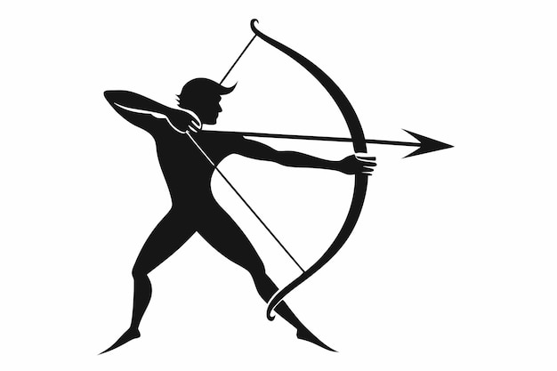 Archery silhouette vector on white background