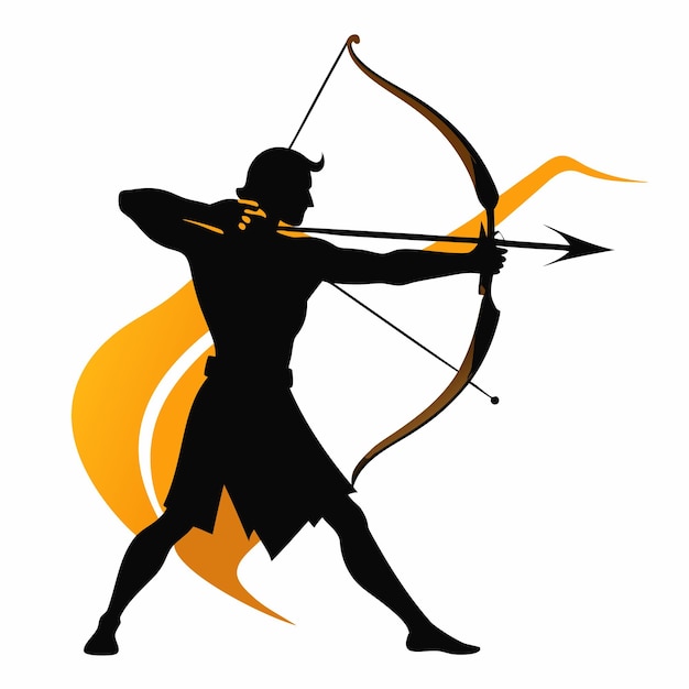 Archery silhouette vector on white background