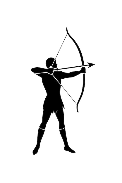 Archery silhouette vector on white background