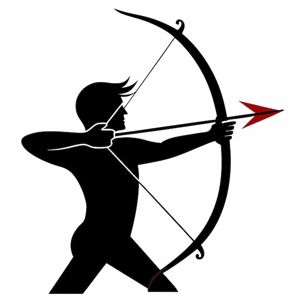 Archery silhouette vector on white background