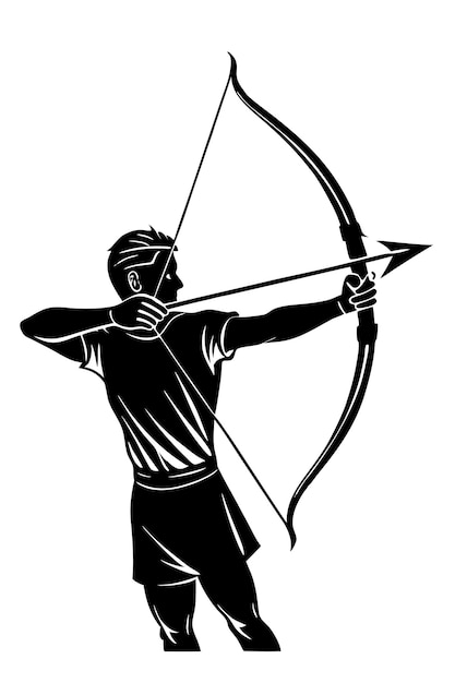 Archery silhouette vector on white background