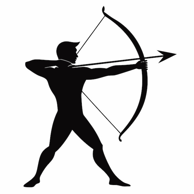 Archery silhouette vector on white background