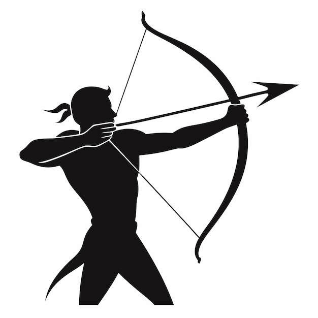 Archery silhouette vector on white background