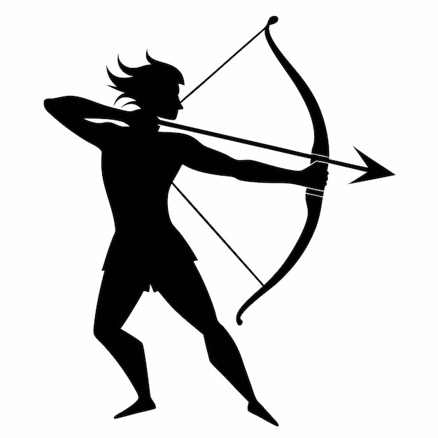 Archery silhouette vector on white background