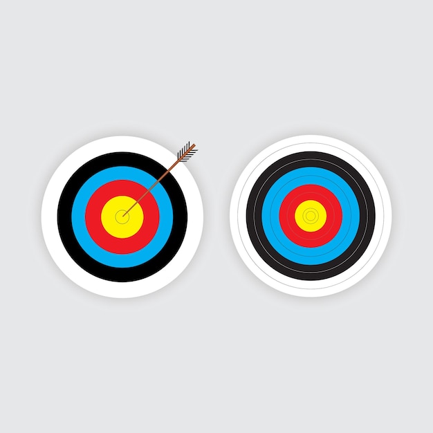 Archery target board with arrow vector.