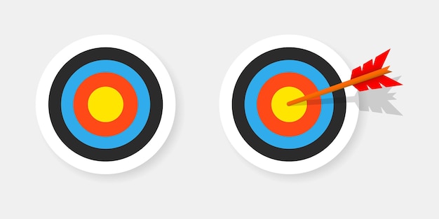 Archery target icon in flat style Dartboard vector illustration on isolated background Aim accuracy sign business concept