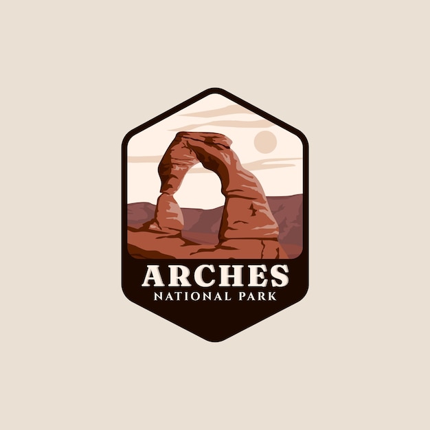 Arches national park logo vintage vector symbol illustration design