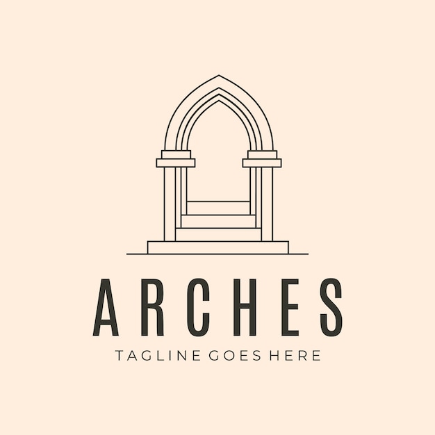 Arches with ladder line art logo vector symbol illustration design