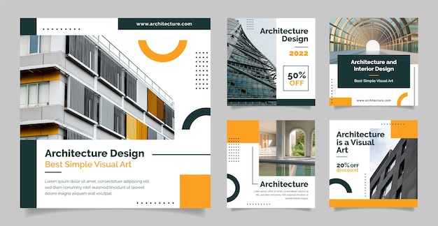 Vector architect instagram posts template design