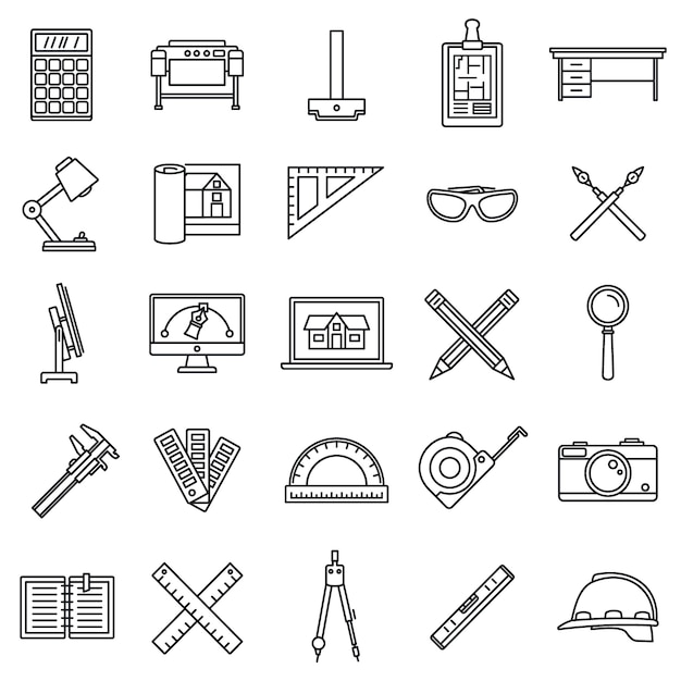 Architect material tool icons set