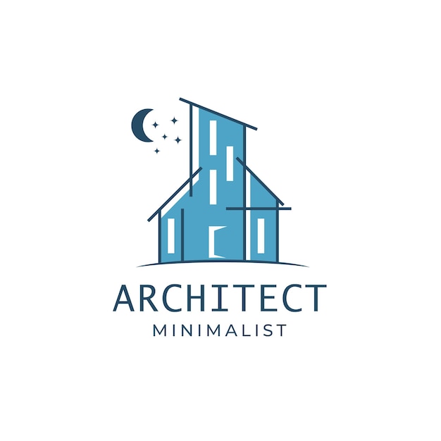 Architect minimalist logo modern house real estate