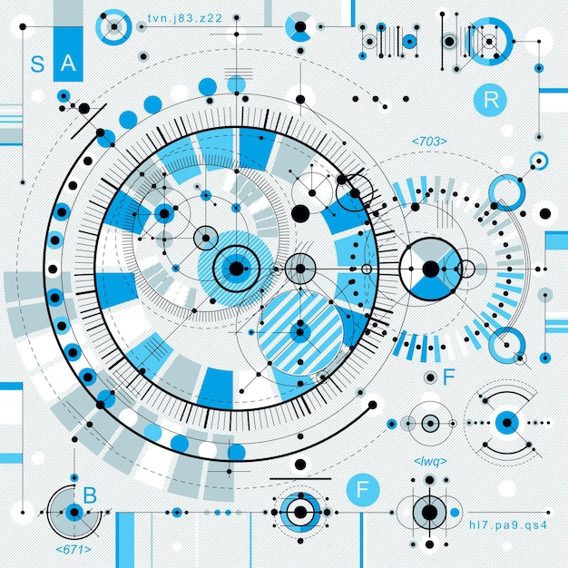 Architectural blueprint, vector digital background with different geometric design elements. For use as website background.