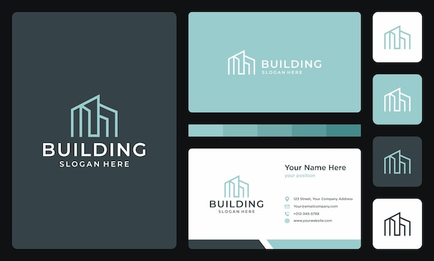 Architectural building logo. premium Vectors. business card design.