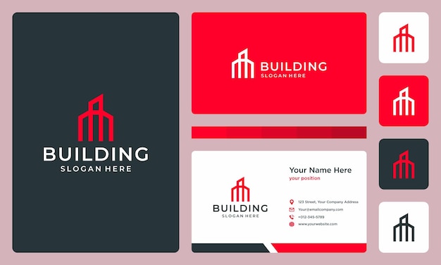 Architectural building logo. premium Vectors. business card design.