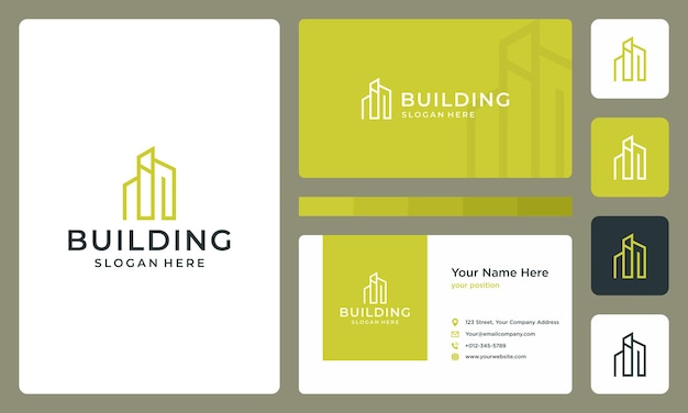 Architectural building logo. premium Vectors. business card design.