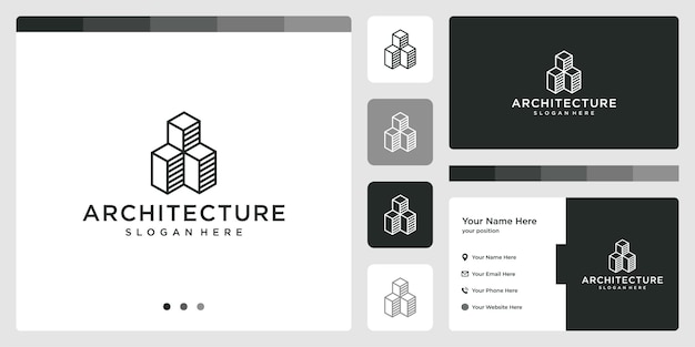 Architectural building logo with real estate logo design template. business card.