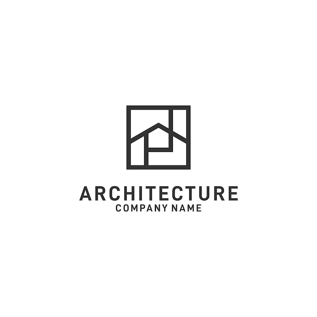 architectural logo design with letter P