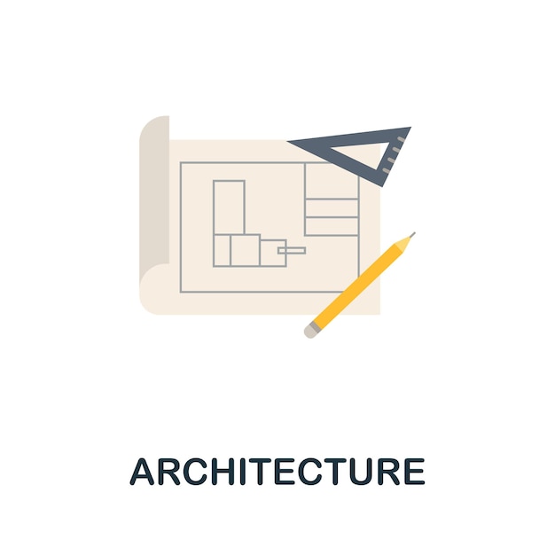 Architecture flat icon Colored sign from machine learning collection Creative Architecture icon illustration for web design infographics and more