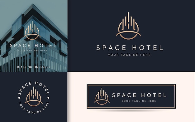 Architecture hotel apartment logo elegant luxury line art style