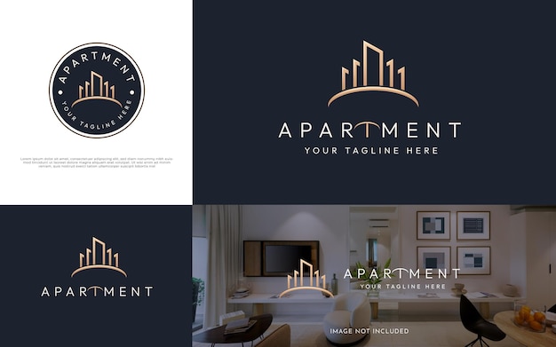 Architecture Hotel apartment logo elegant luxury line art style