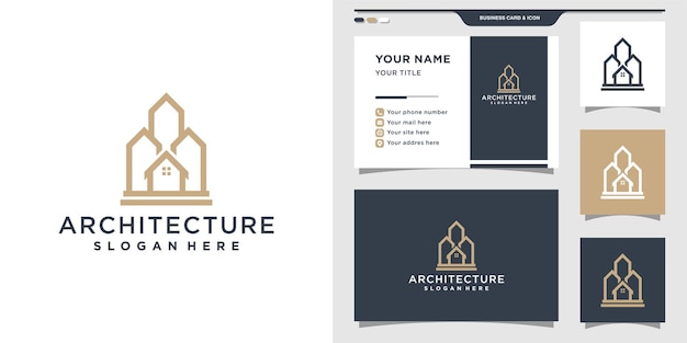 Architecture logo design template with modern style concept and business card.