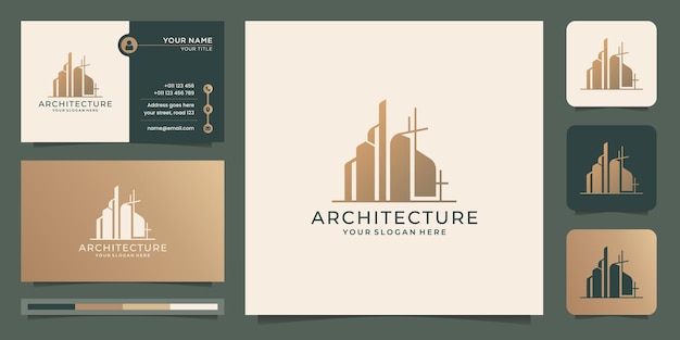 Architecture logo template. property, architect logo, building, tower, business card, modern homes.