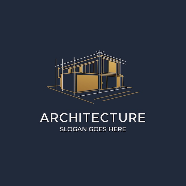 Architecture logo with sketch drawing concept