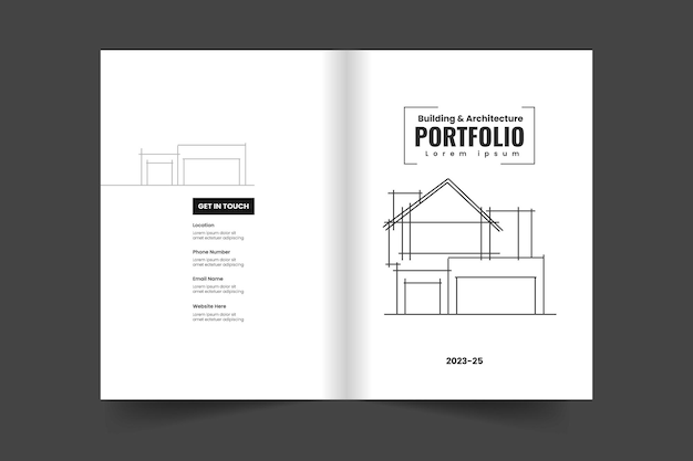 Architecture portfolio cover layout template and Interior cover design