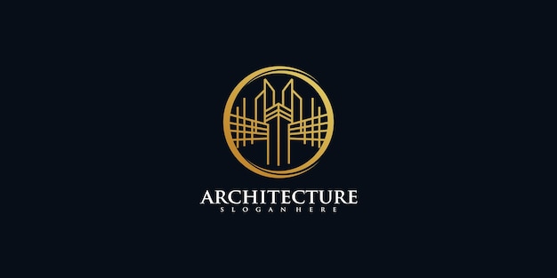 Architecture real estate logo elegant simple line art Premium Vector