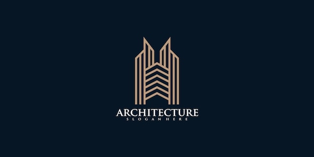 Architecture real estate logo elegant simple line art Premium Vector