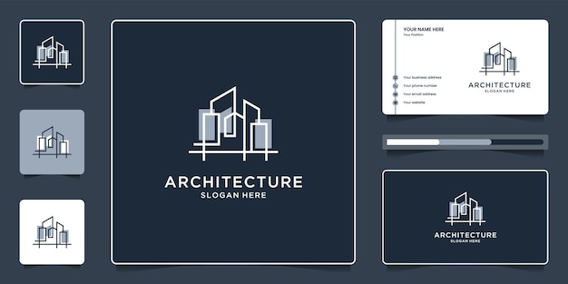 Architecture with line concept logo design and business card