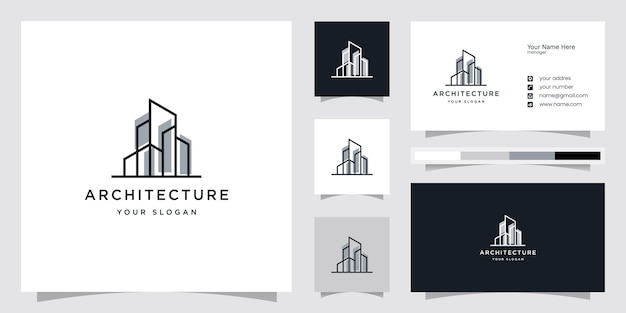 architecture with line concept, logo design inspiration and business card templates