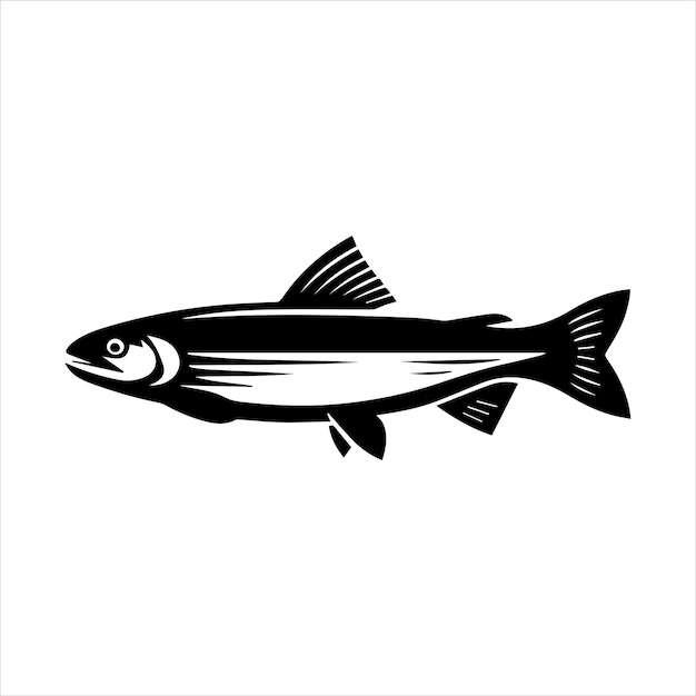 Arctic char Fish Vector illustration in black and white