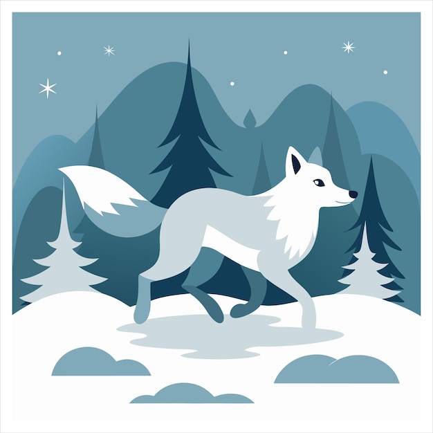 Vector arctic fox vector art wildlife animal illustration winter cold climate fox design northern an