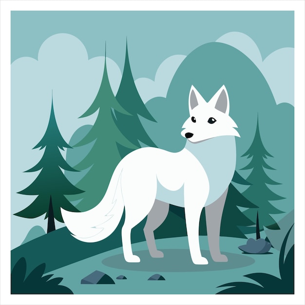 arctic fox vector art wildlife animal illustration winter cold climate fox design northern an