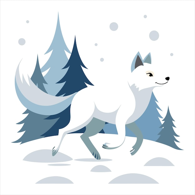 arctic fox vector art wildlife animal illustration winter cold climate fox design northern an