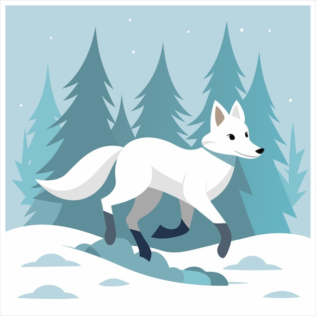 arctic fox vector art wildlife animal illustration winter cold climate fox design northern an