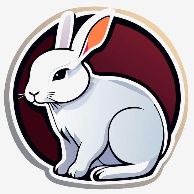 Vector arctic hare flat sticker cartoon style illustration