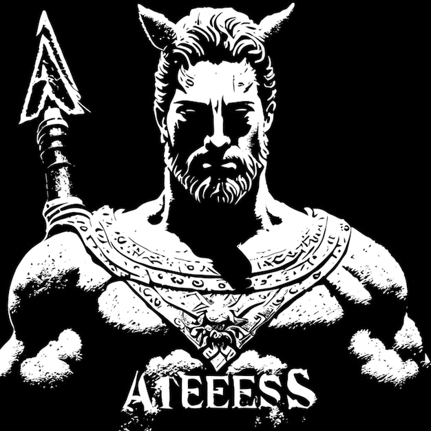 Vector ares is the god of war vector illustration engraving