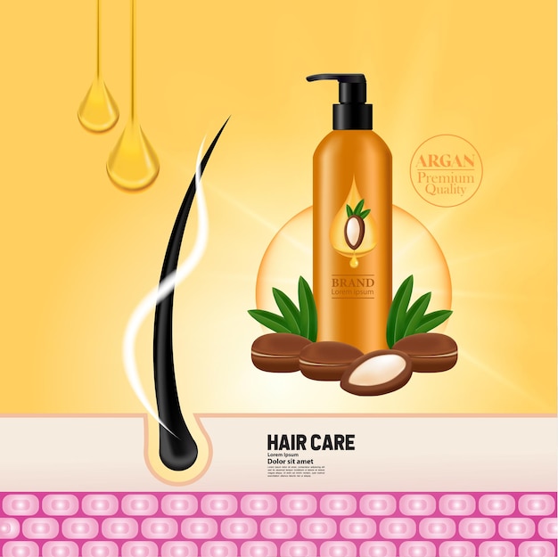 Vector argan extract for hair product illustration