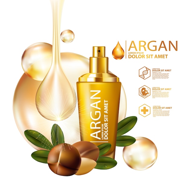 Vector argan oil serum skin care cosmetic