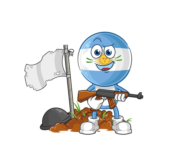 Argentina army character cartoon mascot vector